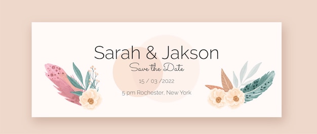 Watercolor boho wedding facebook cover