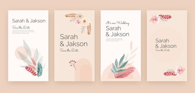 watercolor boho wedding instagram stories
