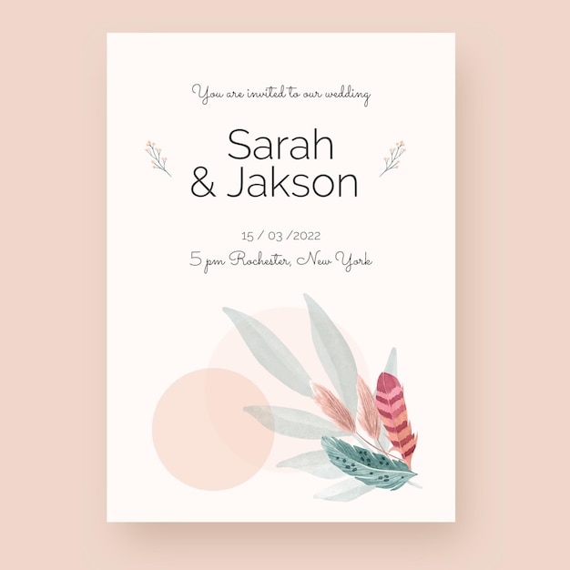 Free vector watercolor boho wedding invitation