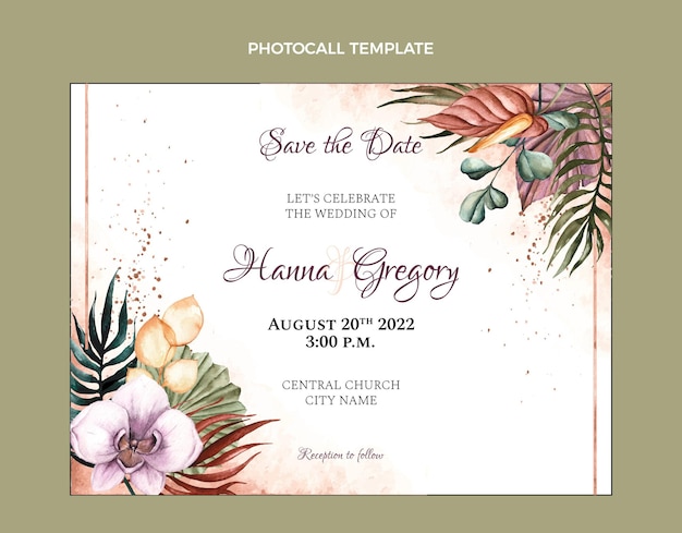 Free vector watercolor boho wedding photocall