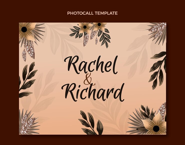Free Vector watercolor boho wedding photocall