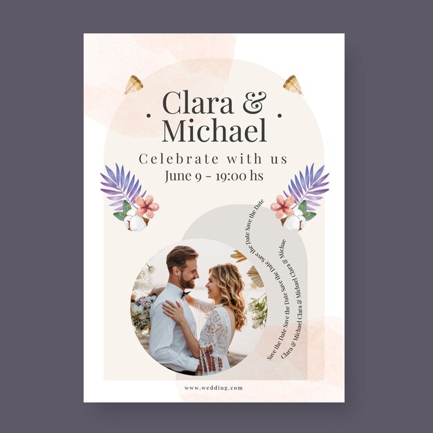 watercolor boho wedding poster template