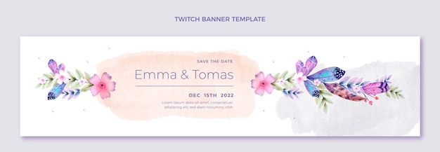 Watercolor boho wedding twitch background