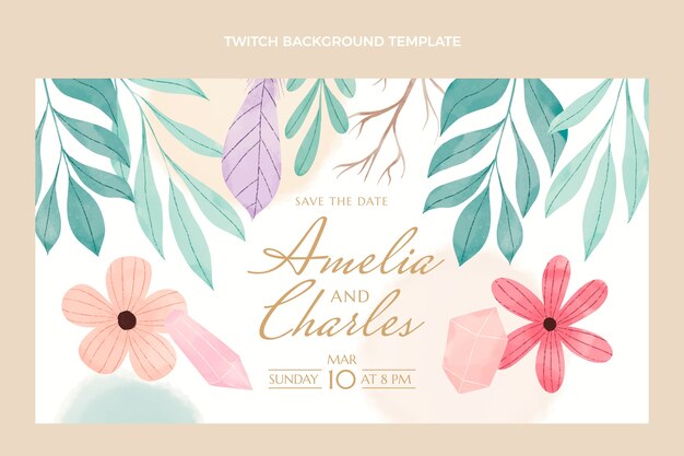 Watercolor boho wedding twitch background