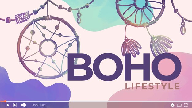 Free vector watercolor boho youtube thumbnail