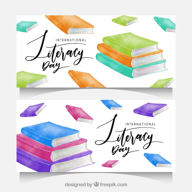 Free vector watercolor book banners