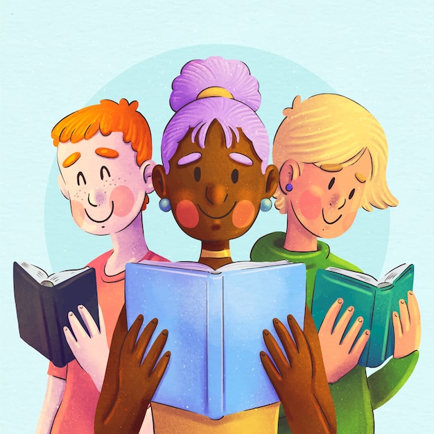 Free vector watercolor book club illustration