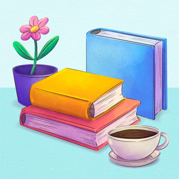 Watercolor book club illustration