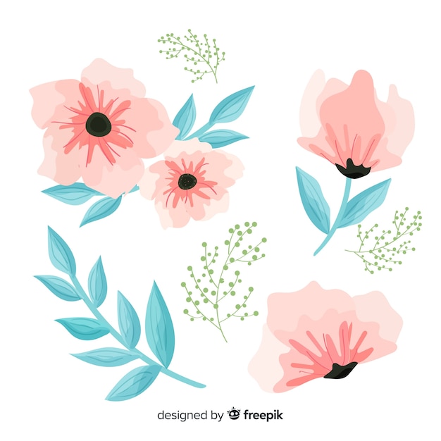 Free vector watercolor botanical flower collection