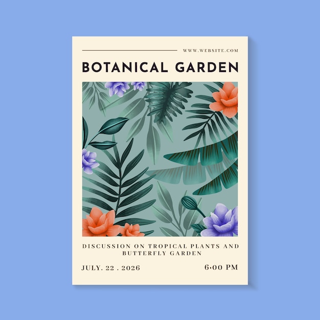 Vettore gratuito modello del manifesto del giardino botanico dell'acquerello
