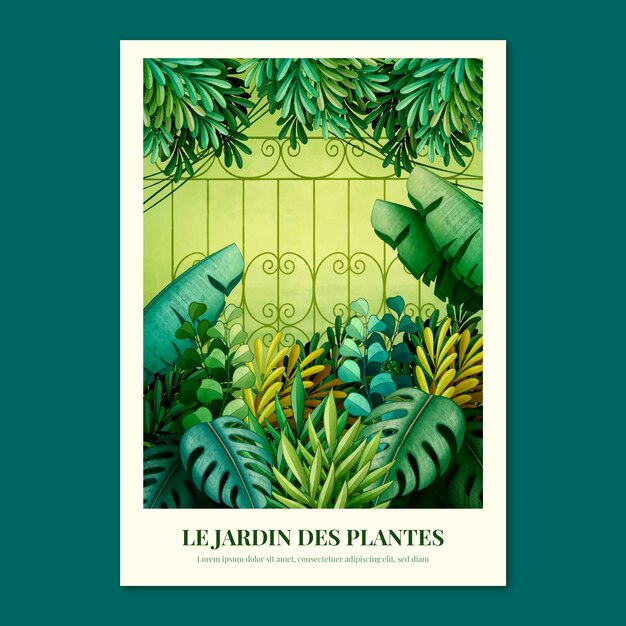 Watercolor botanical garden poster template