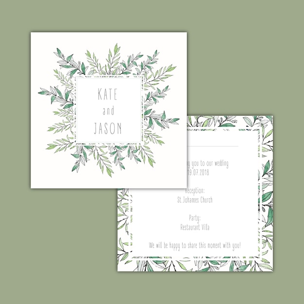 Free vector watercolor botanical wedding invitation design