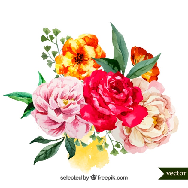 Watercolor bouquet of flowers Free Vector