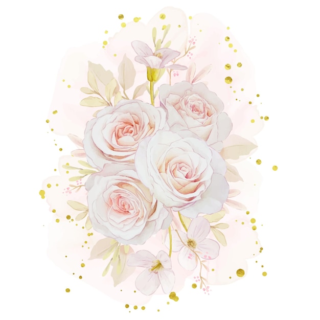 Watercolor Bouquet of Roses – Vector Templates