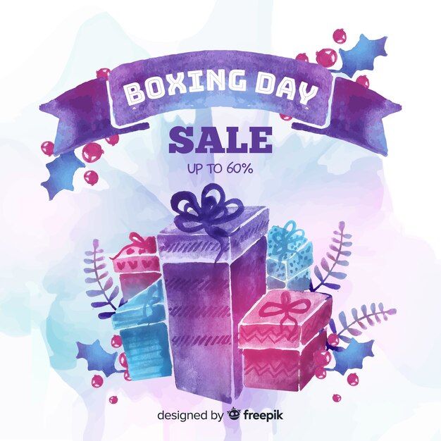 Watercolor boxing day sale background