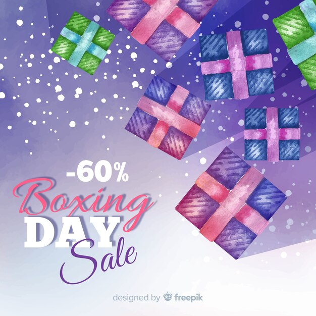 Watercolor boxing day sale background