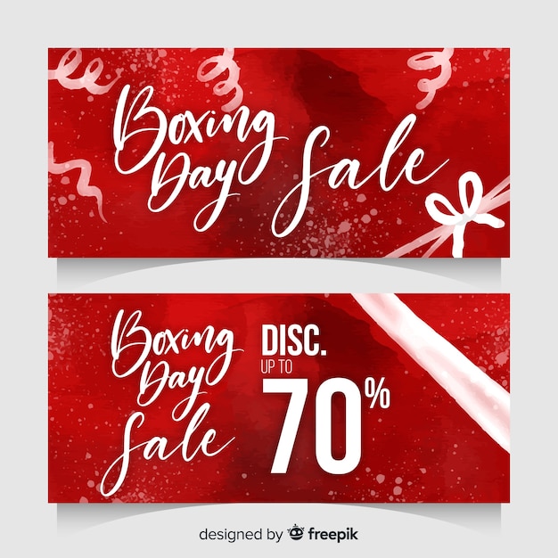 Watercolor boxing day sale banners