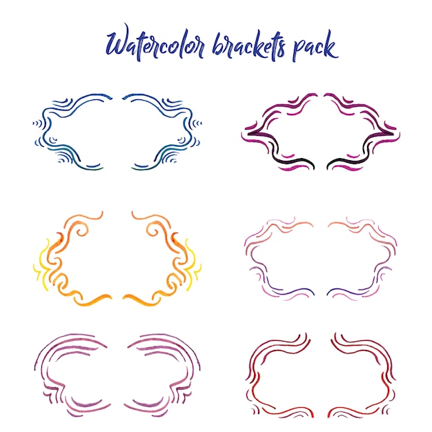 Free vector watercolor brackets collection