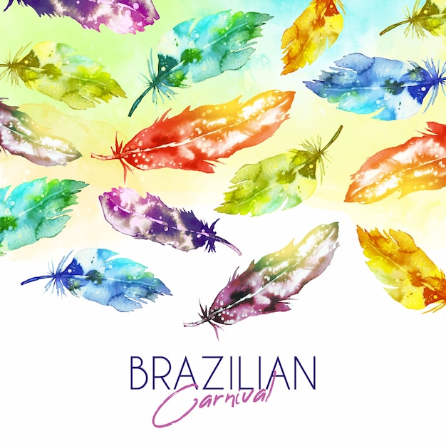 Watercolor brazilian carnival feathers