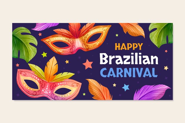 Watercolor brazilian carnival horizontal banner