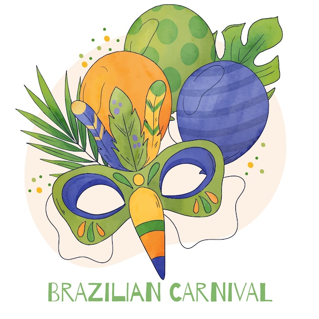 Watercolor brazilian carnival illustration