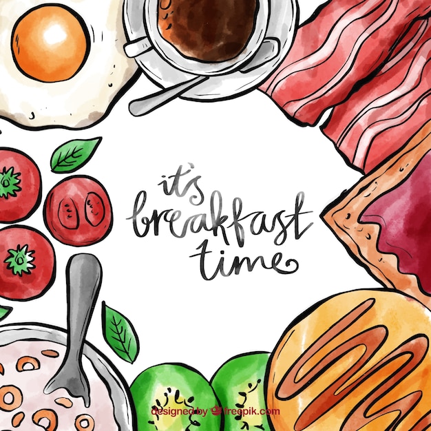 Free vector watercolor breakfast frame