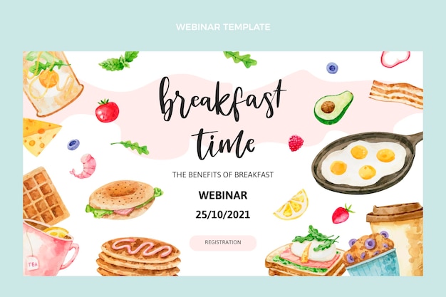 Vettore gratuito webinar sulla colazione ad acquerello