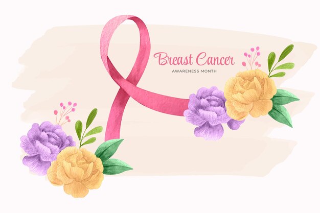 Watercolor breast cancer awareness month background
