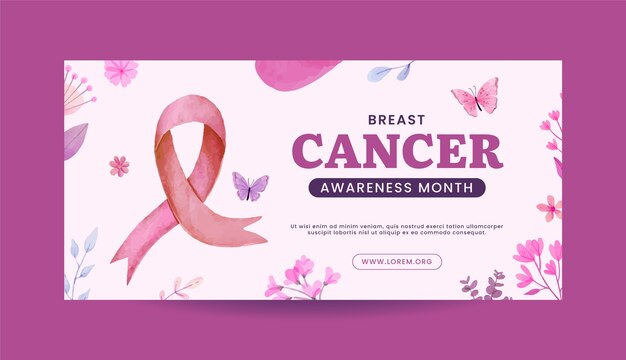 watercolor breast cancer awareness month horizontal banner template
