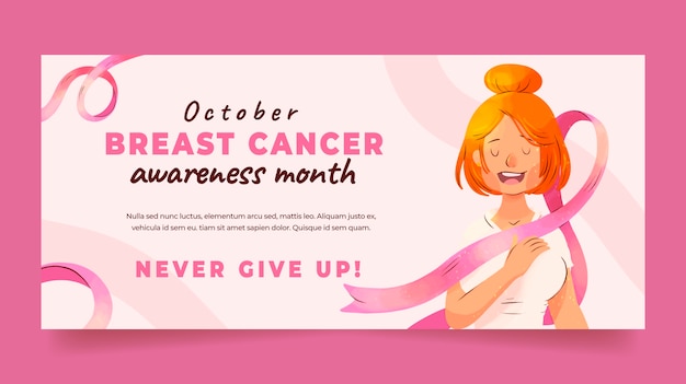 Free vector watercolor breast cancer awareness month horizontal banner template