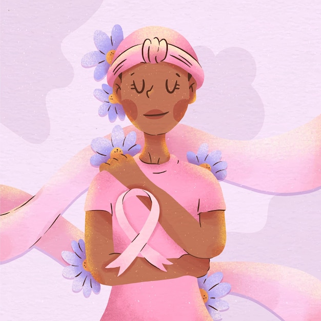 watercolor breast cancer awareness month illustration