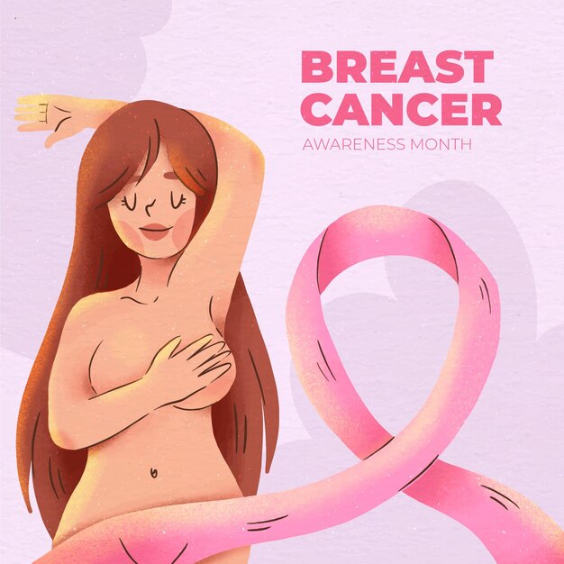 Watercolor breast cancer awareness month illustration