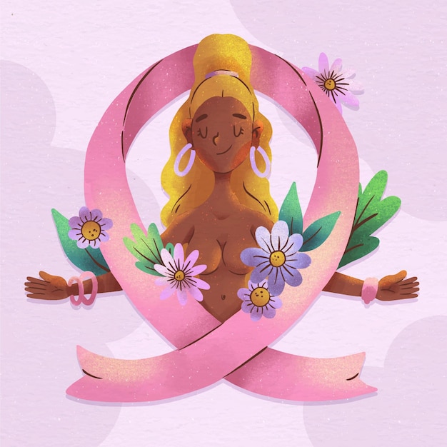 watercolor breast cancer awareness month illustration