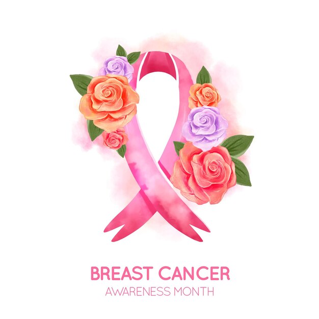 Watercolor breast cancer awareness month illustration