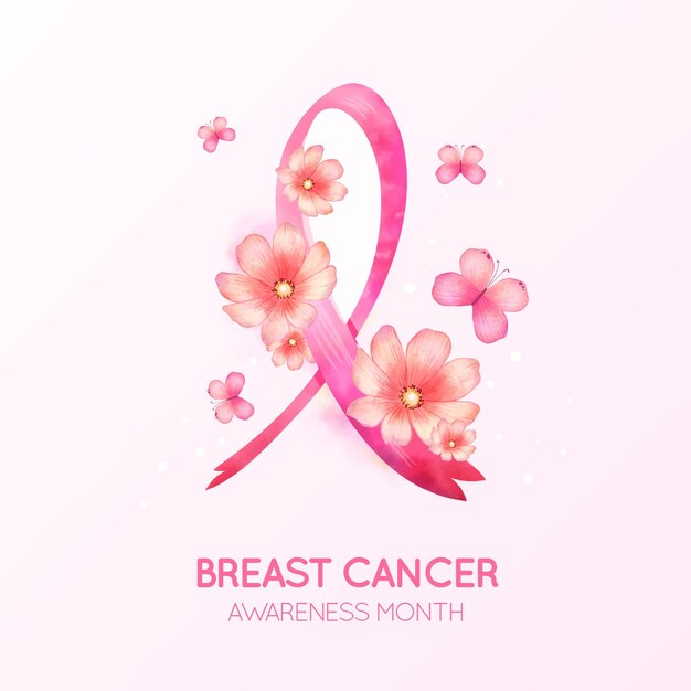 Watercolor breast cancer awareness month illustration