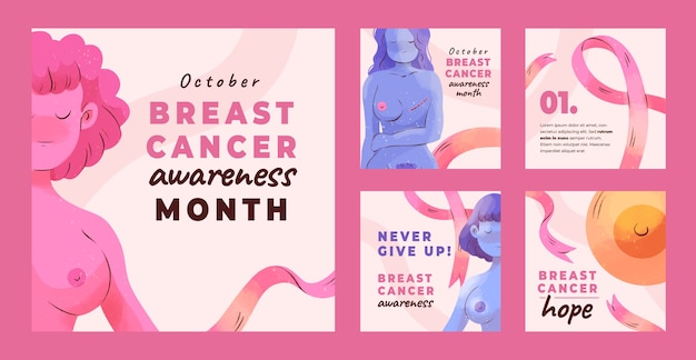 수채화 유방암 인식의 달 인스타그램 게시물 모음