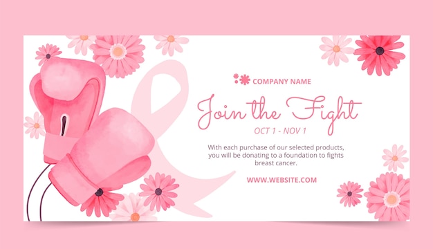 Watercolor breast cancer awareness month sale banner template