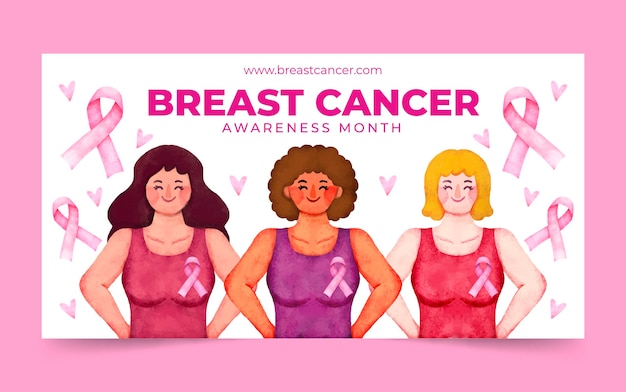 Free vector watercolor breast cancer awareness month social media post template