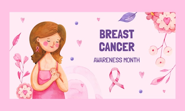 Free vector watercolor breast cancer awareness month social media promo template