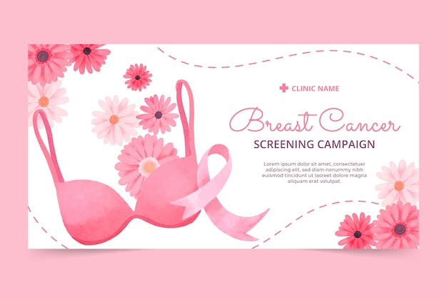 Free vector watercolor breast cancer awareness month social media promo template