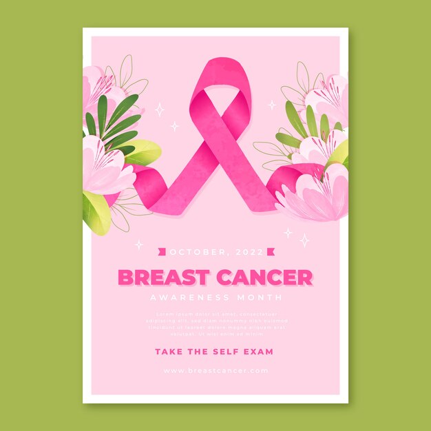 watercolor breast cancer awareness month vertical poster template