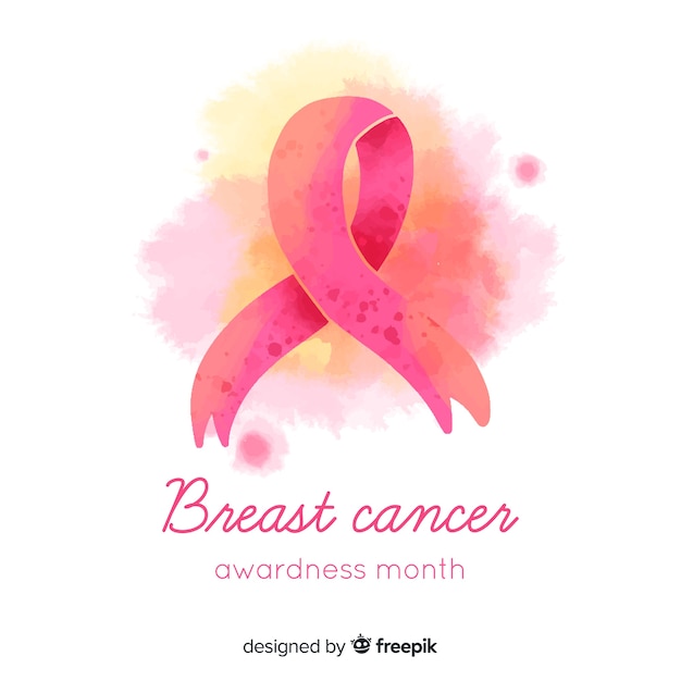 Watercolor breast cancer awareness with ribbon