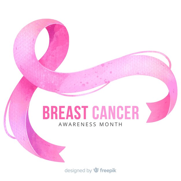 Watercolor breast cancer awareness with ribbon