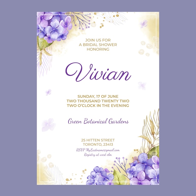 Free vector watercolor bridal shower invitation