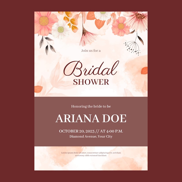 Free vector watercolor bridal shower invitation