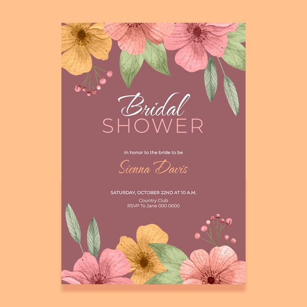 Watercolor bridal shower invitation