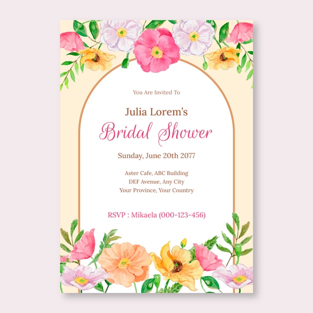 Watercolor bridal shower invitation