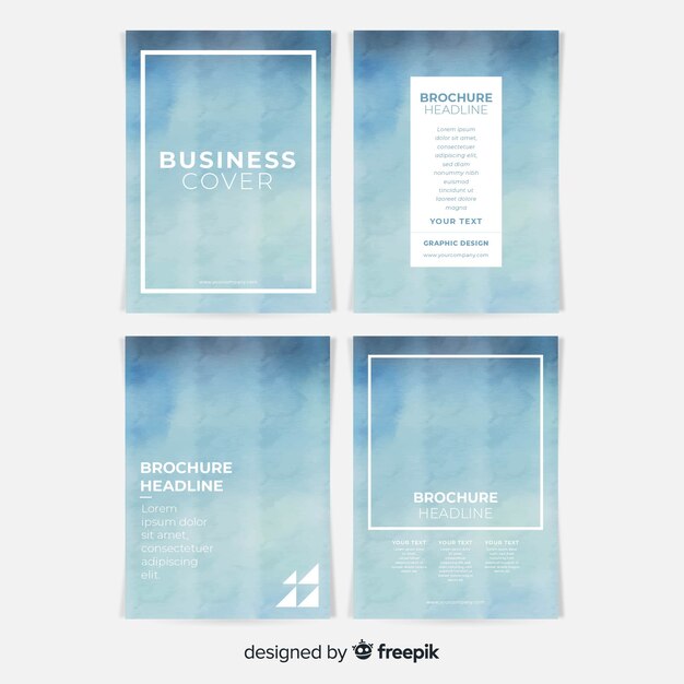 Watercolor brochure template collection