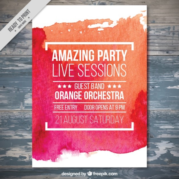 Watercolor brush stroke party brochure