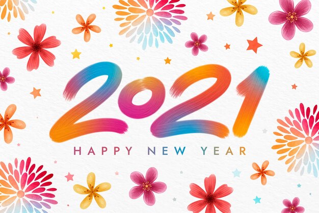 Watercolor brushstroke new year 2021 background